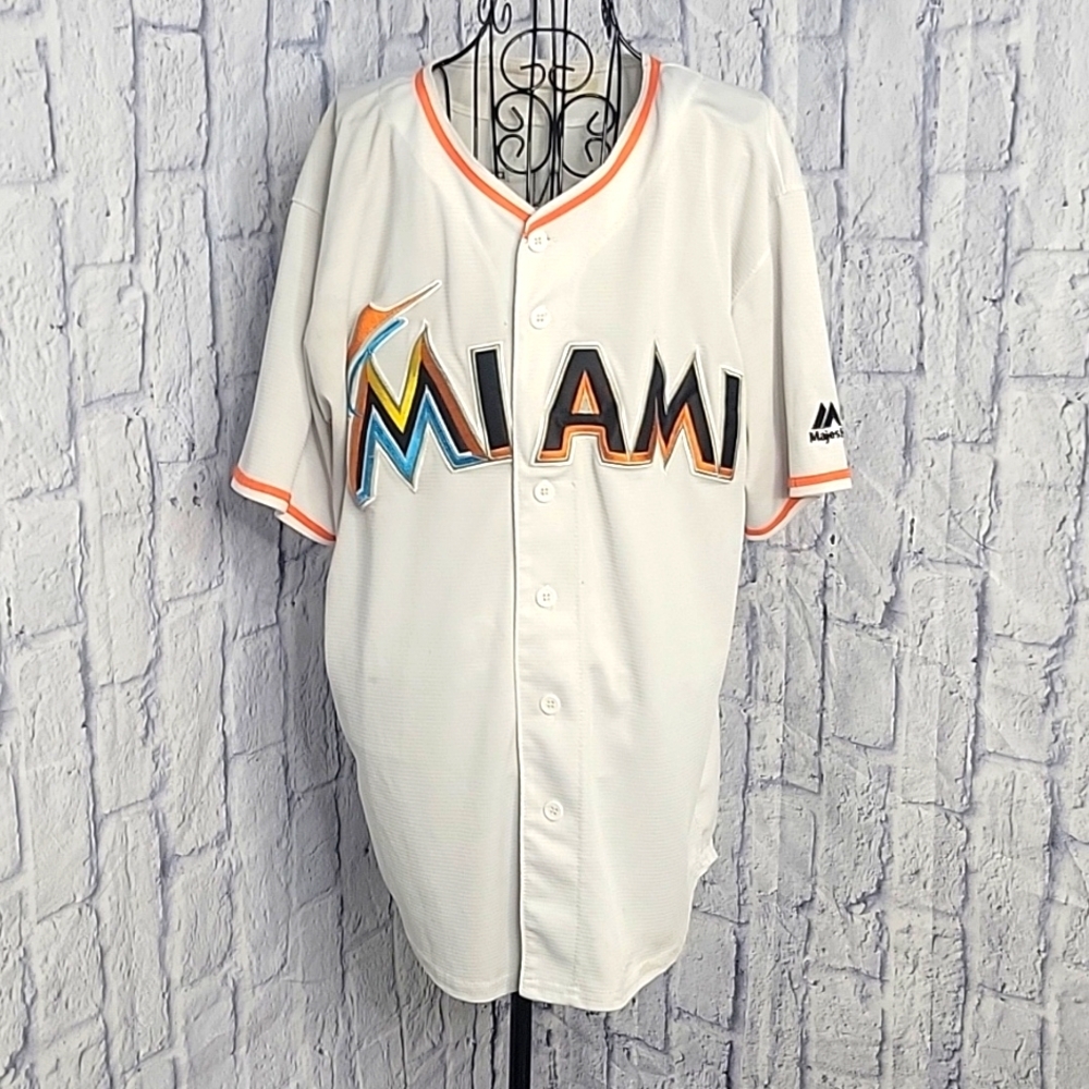 MAJESTIC‎ MIAMI MARLINS Baseball Giancarlo Stanton #27 Home Jersey